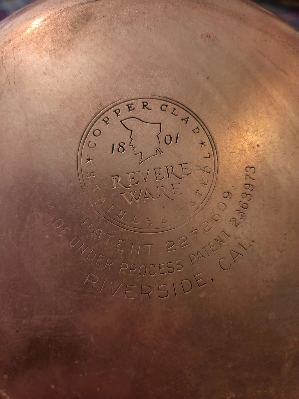 Revere Ware Copper-Clad Cookware - Riverside, Cal Stamp